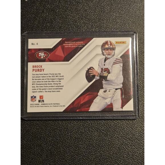 2023 Donruss Elite #4 Brock Purdy Epic Materials #/375